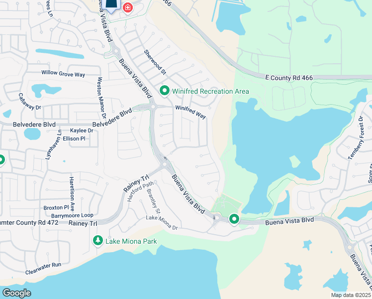 map of restaurants, bars, coffee shops, grocery stores, and more near 1755 Townsend Terrace in The Villages
