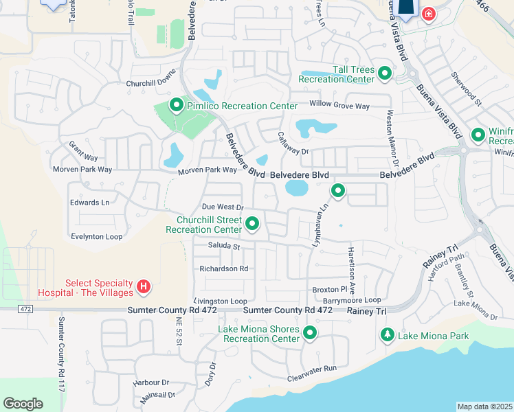 map of restaurants, bars, coffee shops, grocery stores, and more near 741 Ansel Avenue in The Villages