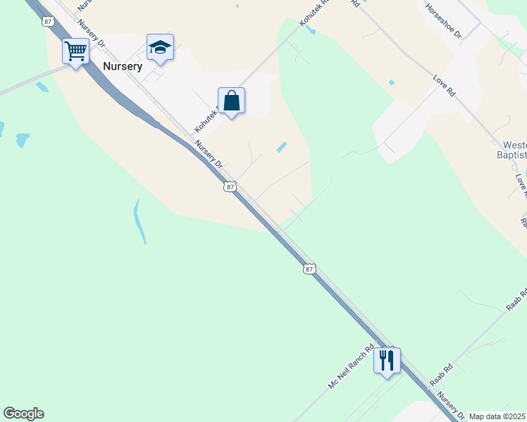 map of restaurants, bars, coffee shops, grocery stores, and more near in Nursery