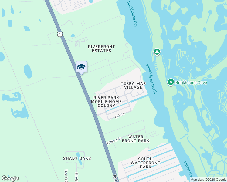 map of restaurants, bars, coffee shops, grocery stores, and more near 129 Indian River Drive North in Edgewater