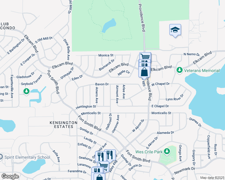 map of restaurants, bars, coffee shops, grocery stores, and more near 1861 Hallcrest Drive in Deltona