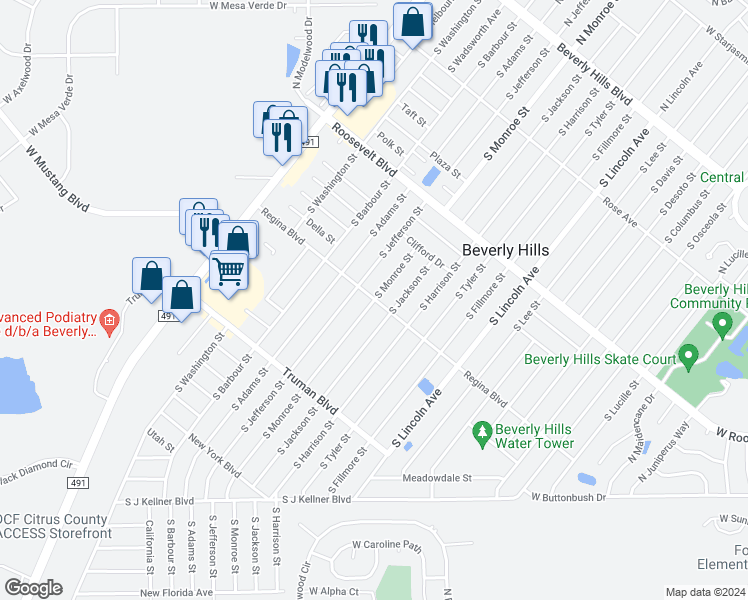 map of restaurants, bars, coffee shops, grocery stores, and more near 40 Regina Boulevard in Beverly Hills