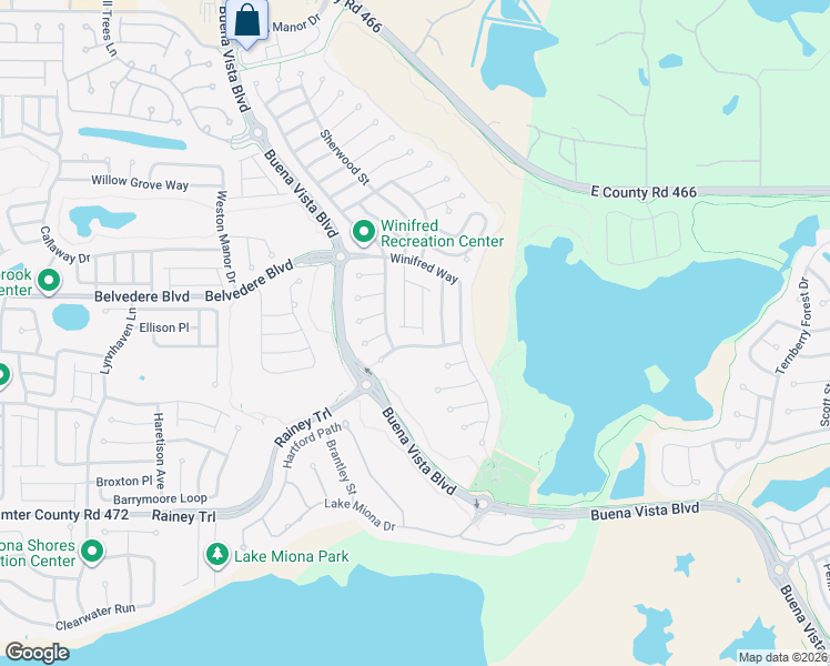map of restaurants, bars, coffee shops, grocery stores, and more near 740 Pine Hills Place in The Villages