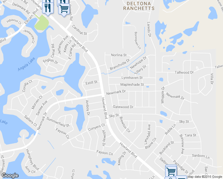 map of restaurants, bars, coffee shops, grocery stores, and more near 1798 Gatewood Drive in Deltona