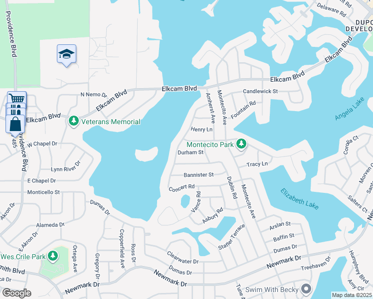 map of restaurants, bars, coffee shops, grocery stores, and more near 2236 Durham Street in Deltona