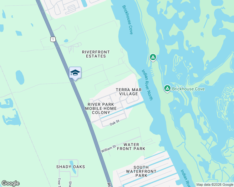 map of restaurants, bars, coffee shops, grocery stores, and more near 146 Indian River Drive North in Edgewater