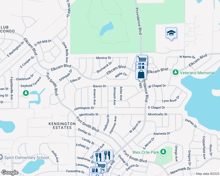 map of restaurants, bars, coffee shops, grocery stores, and more near 1861 Hallcrest Drive in Deltona