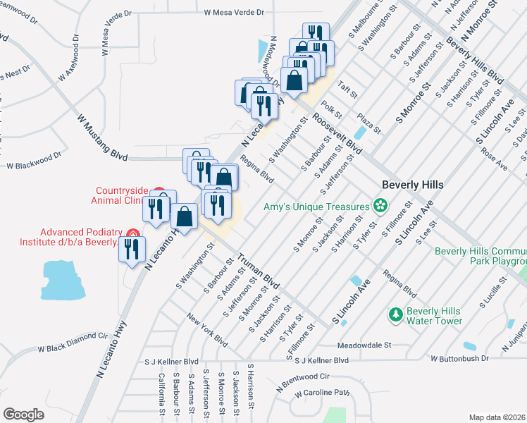 map of restaurants, bars, coffee shops, grocery stores, and more near 212 South Barbour Street in Beverly Hills