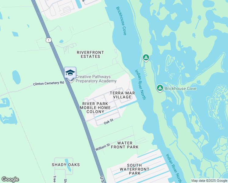 map of restaurants, bars, coffee shops, grocery stores, and more near 146 Indian River Drive North in Edgewater