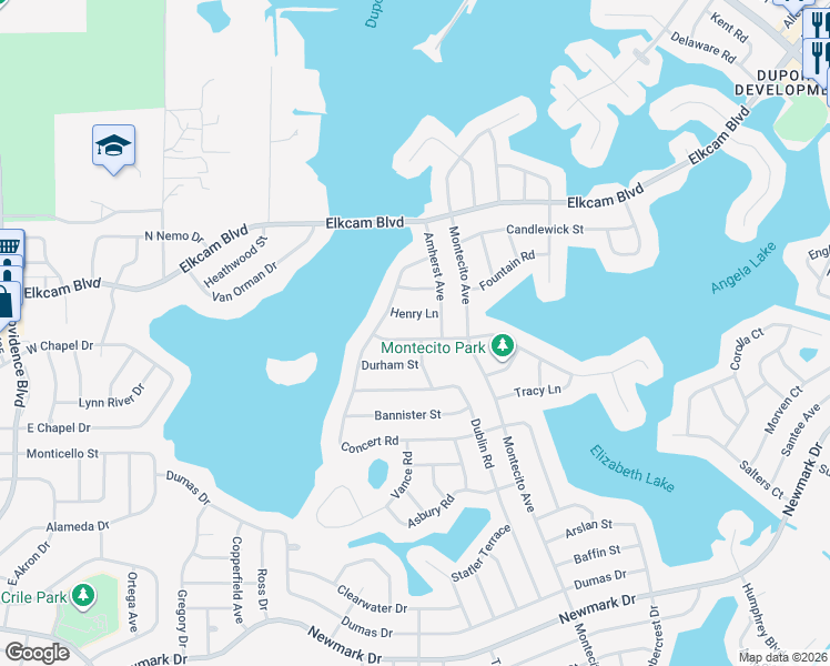 map of restaurants, bars, coffee shops, grocery stores, and more near 2272 Durham Street in Deltona