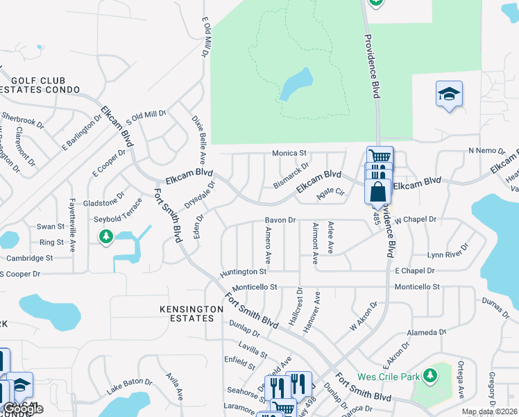 map of restaurants, bars, coffee shops, grocery stores, and more near 1589 Elkcam Boulevard in Deltona