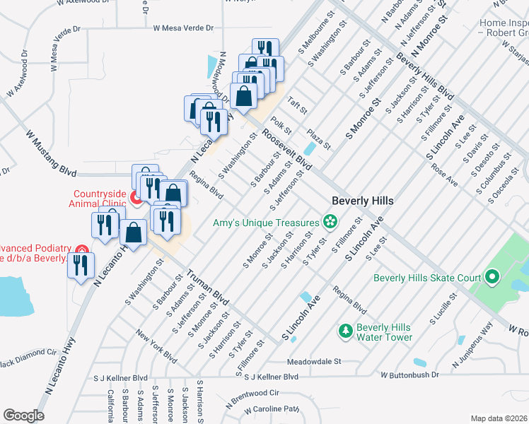 map of restaurants, bars, coffee shops, grocery stores, and more near 97 South Adams Street in Beverly Hills