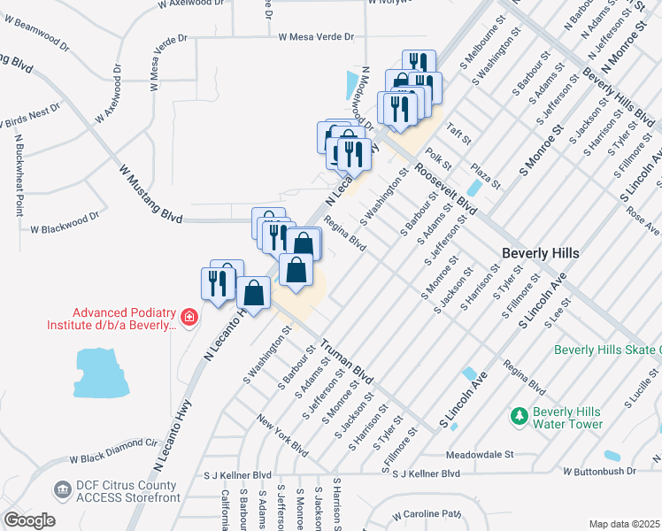 map of restaurants, bars, coffee shops, grocery stores, and more near 200 Fathom Loop in Beverly Hills