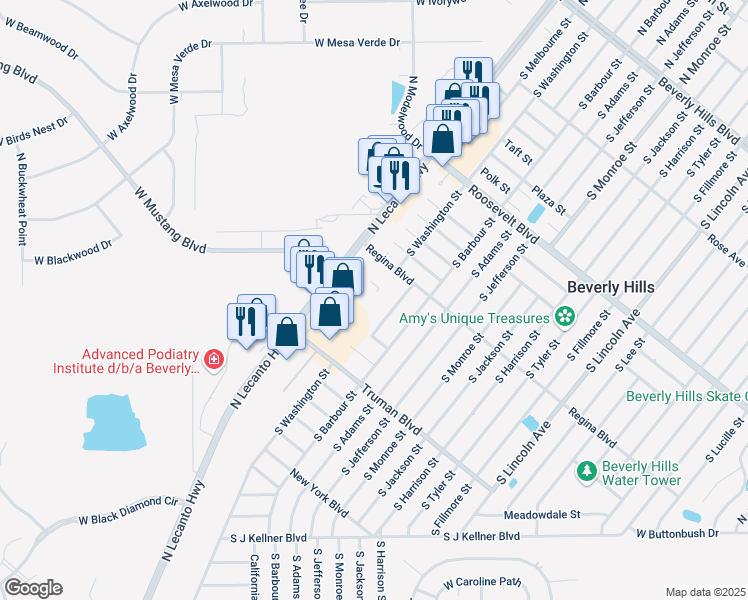 map of restaurants, bars, coffee shops, grocery stores, and more near 200 Fathom Loop in Beverly Hills