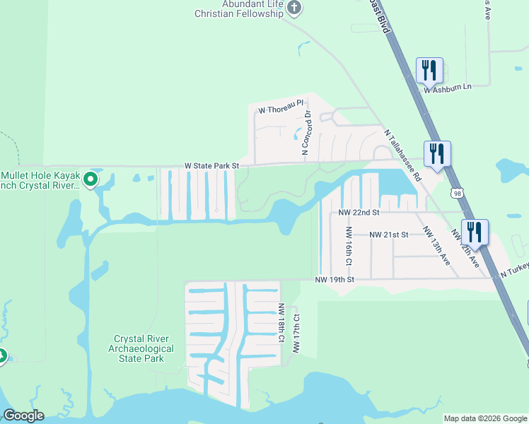 map of restaurants, bars, coffee shops, grocery stores, and more near 11196 West Cove Harbor Drive in Crystal River
