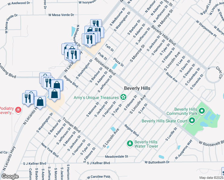 map of restaurants, bars, coffee shops, grocery stores, and more near 10 Clifford Drive in Beverly Hills