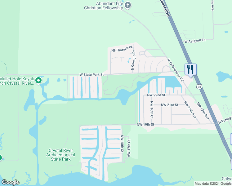 map of restaurants, bars, coffee shops, grocery stores, and more near 11196 West Cove Harbor Drive in Crystal River