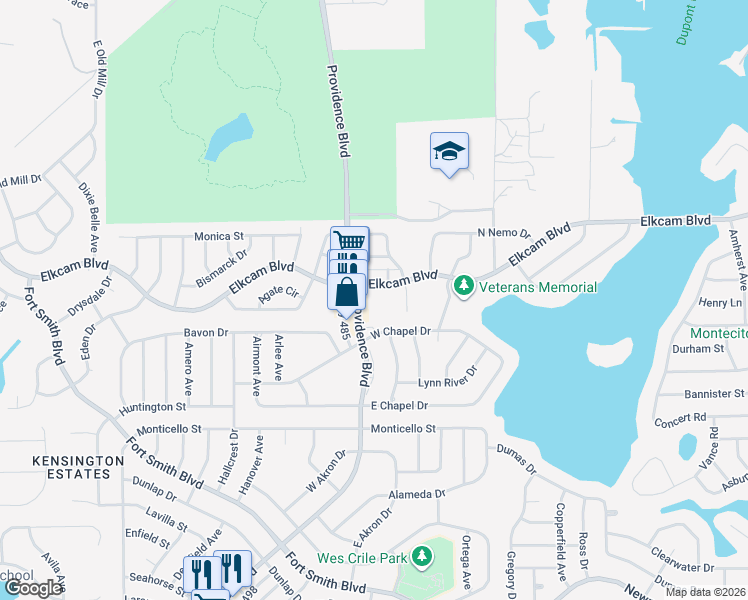 map of restaurants, bars, coffee shops, grocery stores, and more near 1851 Elkcam Boulevard in Deltona