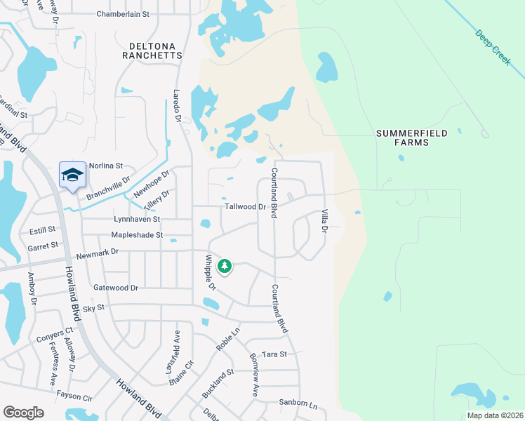 map of restaurants, bars, coffee shops, grocery stores, and more near 1848 Courtland Boulevard in Deltona