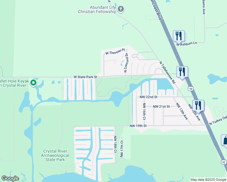 map of restaurants, bars, coffee shops, grocery stores, and more near 11114 West Cove Harbor Drive in Crystal River