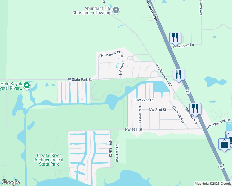map of restaurants, bars, coffee shops, grocery stores, and more near 11027 West Cove Harbor Drive in Crystal River