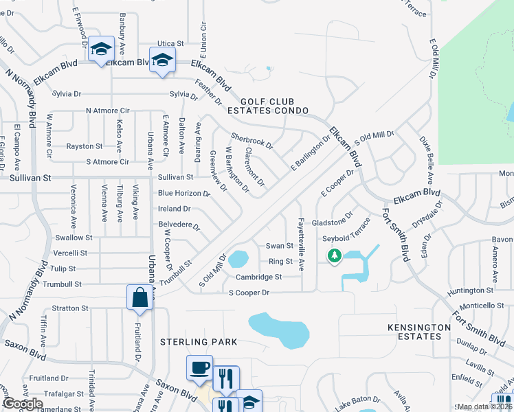 map of restaurants, bars, coffee shops, grocery stores, and more near 1948 South Old Mill Drive in Deltona
