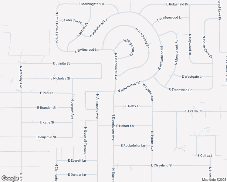 map of restaurants, bars, coffee shops, grocery stores, and more near 4100 North Indianhead Road in Hernando