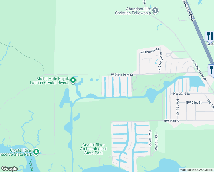 map of restaurants, bars, coffee shops, grocery stores, and more near 3845 North Seminole Point in Crystal River