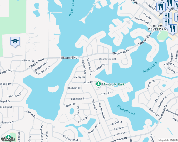 map of restaurants, bars, coffee shops, grocery stores, and more near 1924 Montecito Avenue in Deltona