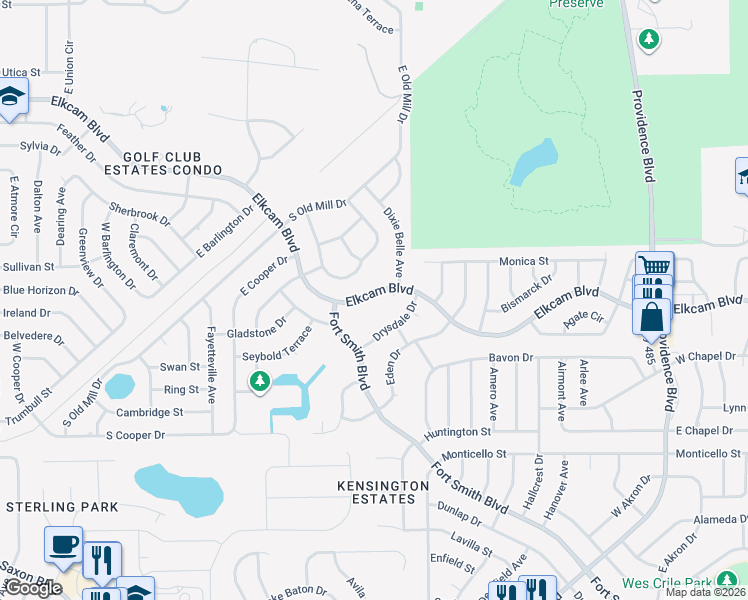 map of restaurants, bars, coffee shops, grocery stores, and more near 1466 Elkcam Boulevard in Deltona