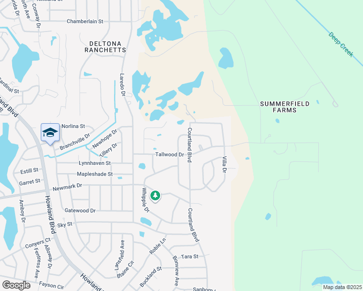 map of restaurants, bars, coffee shops, grocery stores, and more near 1873 Van Allen Circle in Deltona
