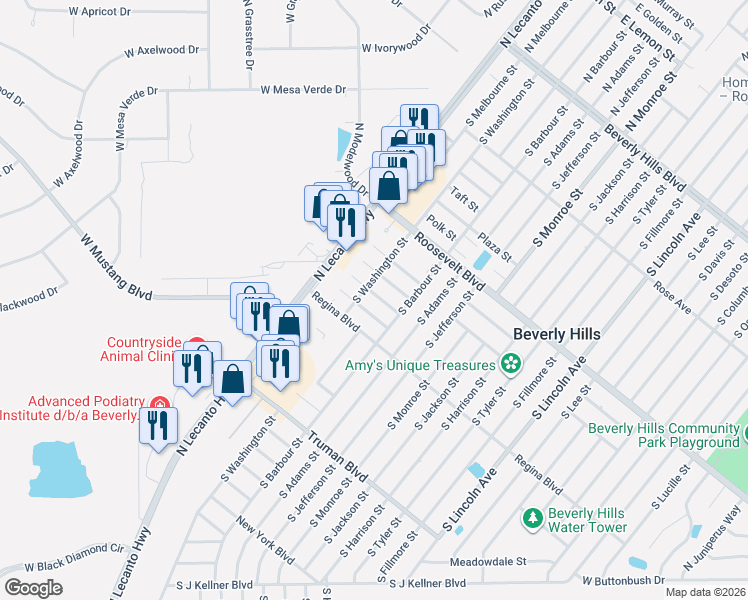 map of restaurants, bars, coffee shops, grocery stores, and more near 7 Donna Street in Beverly Hills