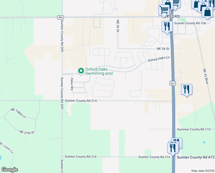 map of restaurants, bars, coffee shops, grocery stores, and more near 3332 Rohan Road in Oxford