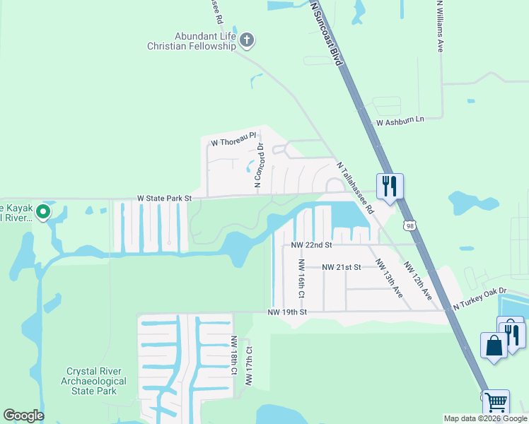 map of restaurants, bars, coffee shops, grocery stores, and more near 11014 West Cove Harbor Drive in Crystal River