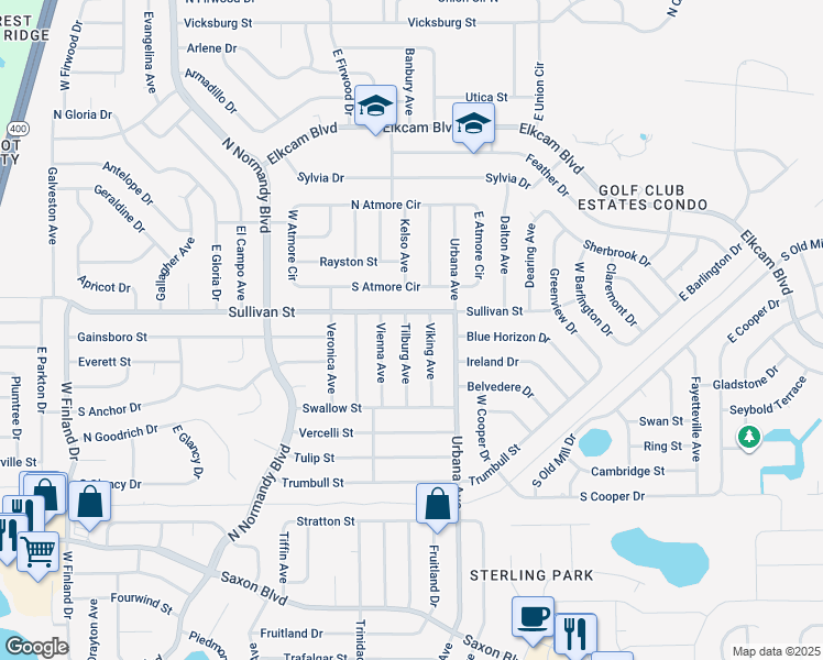 map of restaurants, bars, coffee shops, grocery stores, and more near 1971 Tilburg Avenue in Deltona