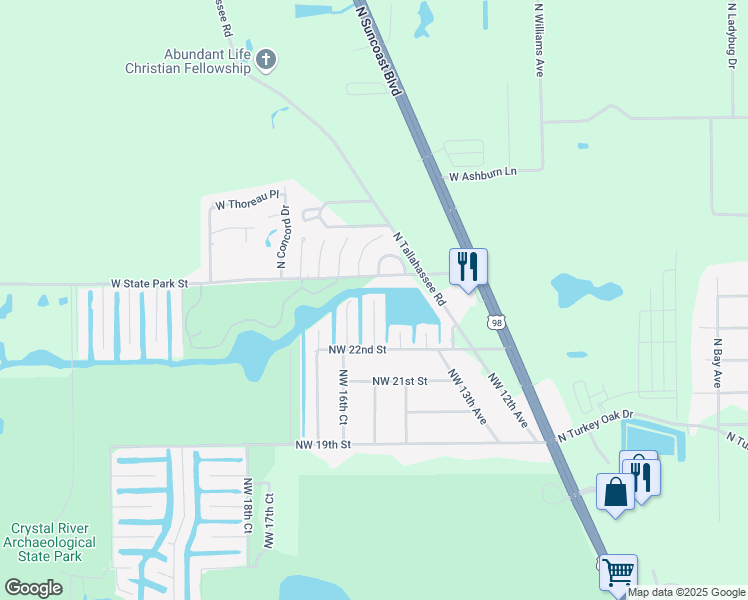 map of restaurants, bars, coffee shops, grocery stores, and more near 3951 North Eagle Point in Crystal River