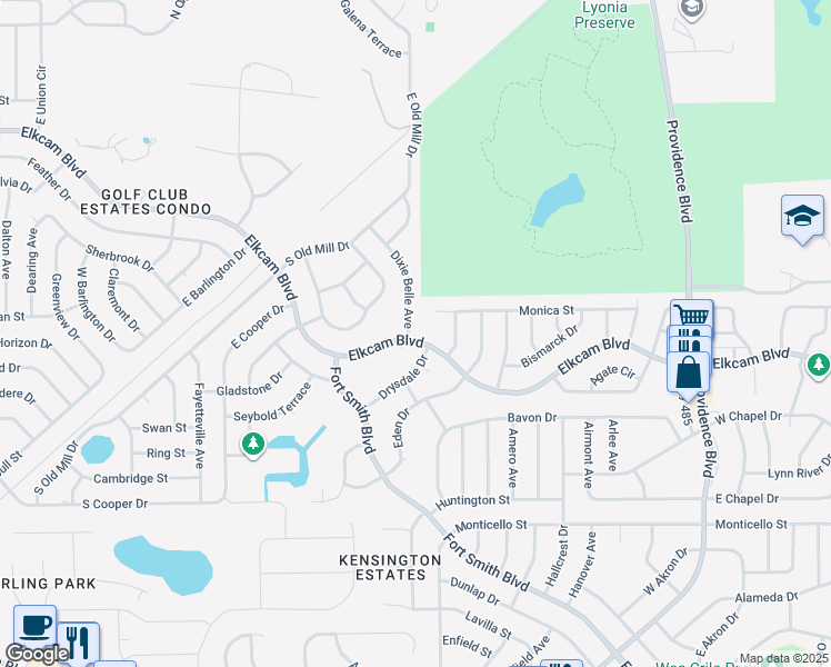 map of restaurants, bars, coffee shops, grocery stores, and more near 2001 Dixie Belle Avenue in Deltona