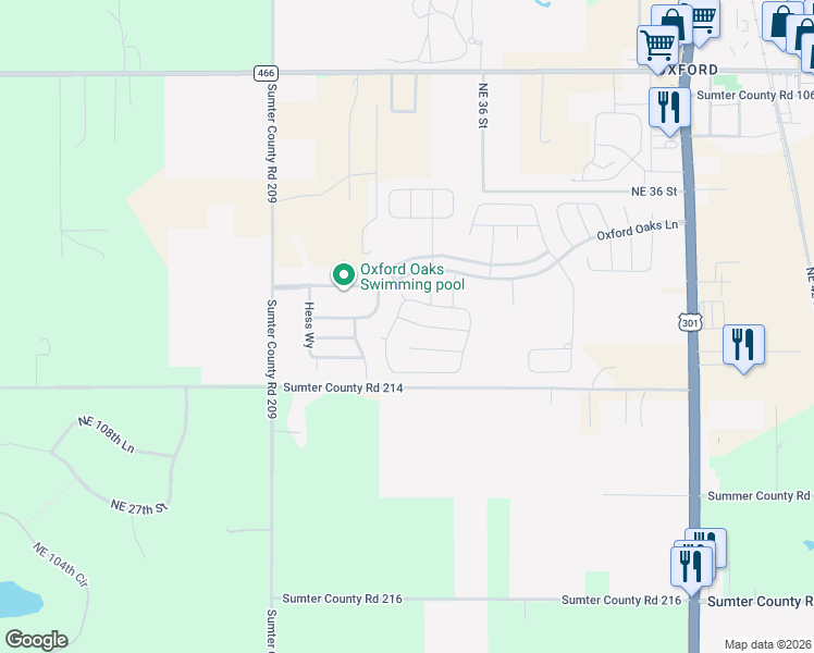 map of restaurants, bars, coffee shops, grocery stores, and more near 3318 Rohan Road in Wildwood