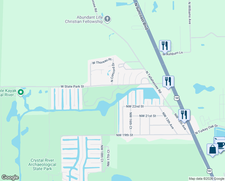 map of restaurants, bars, coffee shops, grocery stores, and more near 11014 West Cove Harbor Drive in Crystal River