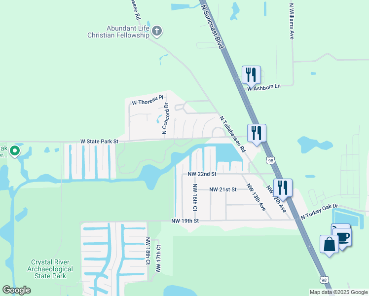 map of restaurants, bars, coffee shops, grocery stores, and more near 10932 West Cove Harbor Drive in Crystal River