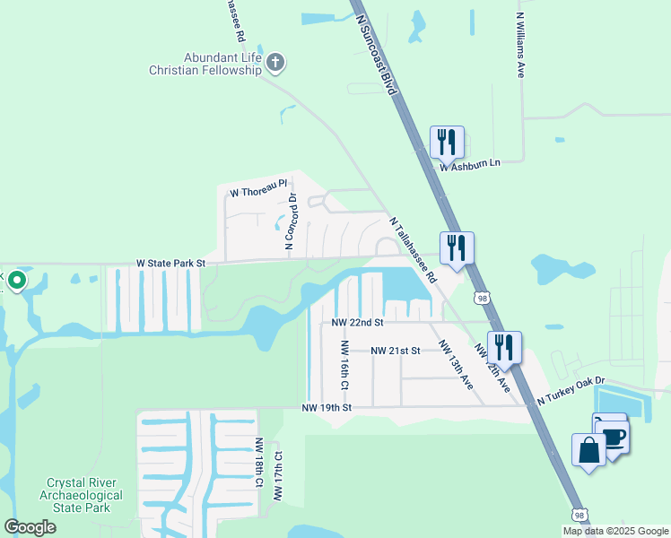 map of restaurants, bars, coffee shops, grocery stores, and more near 10932 West Cove Harbor Drive in Crystal River