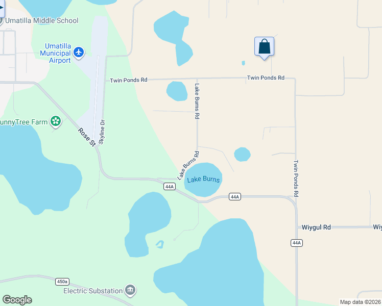 map of restaurants, bars, coffee shops, grocery stores, and more near 39113 Lake Burns Road in Umatilla