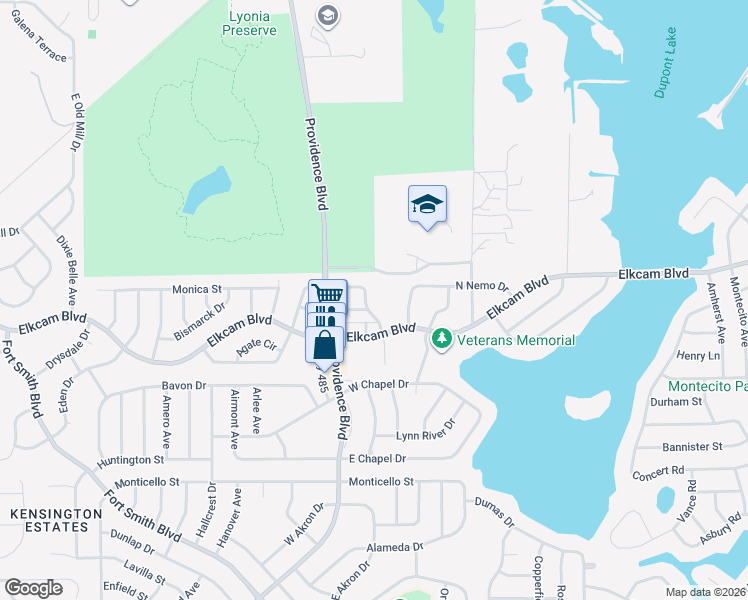 map of restaurants, bars, coffee shops, grocery stores, and more near 1945 East Acadian Drive in Deltona
