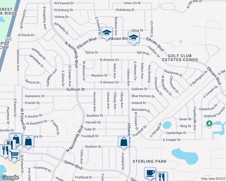 map of restaurants, bars, coffee shops, grocery stores, and more near 899 Sullivan Street in Deltona