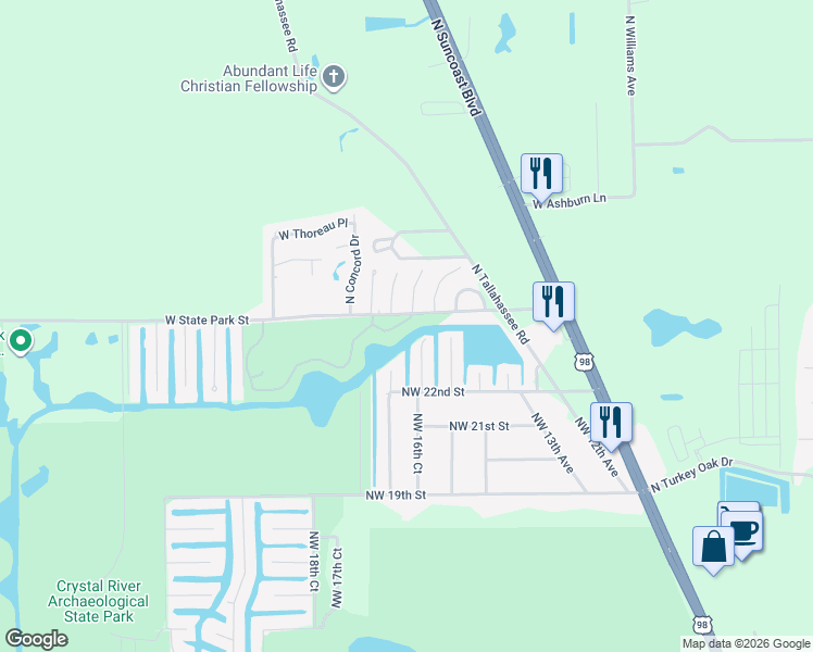 map of restaurants, bars, coffee shops, grocery stores, and more near 10932 West Cove Harbor Drive in Crystal River