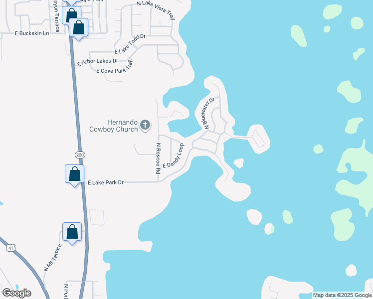 map of restaurants, bars, coffee shops, grocery stores, and more near 3900 North Bluewater Drive in Hernando