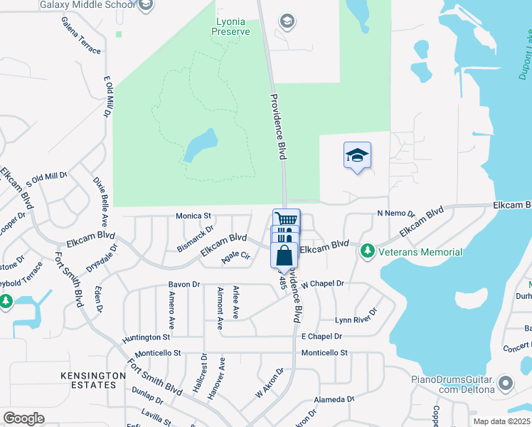 map of restaurants, bars, coffee shops, grocery stores, and more near 1790 West Acadian Drive in Deltona