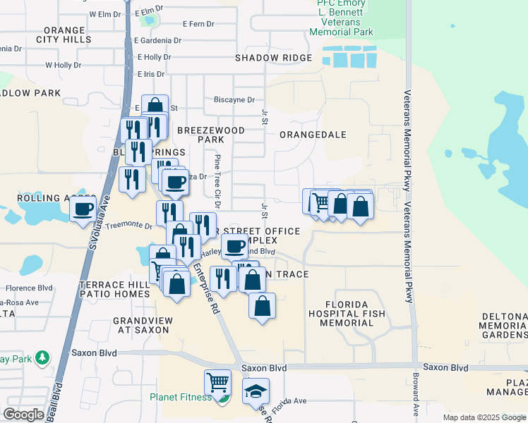 map of restaurants, bars, coffee shops, grocery stores, and more near 770 Independence Drive in Orange City