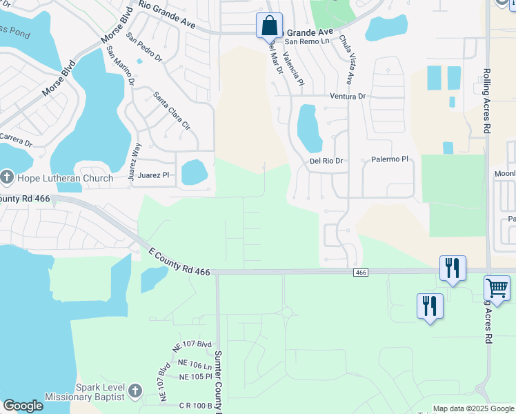 map of restaurants, bars, coffee shops, grocery stores, and more near 1203 Bower Lane in Lady Lake