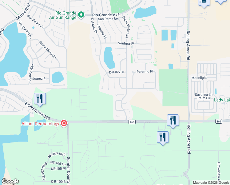 map of restaurants, bars, coffee shops, grocery stores, and more near 208 Palermo Place in Lady Lake